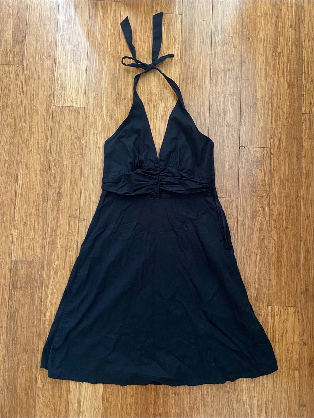 Classic Black Halter A-Line Dress - Women's